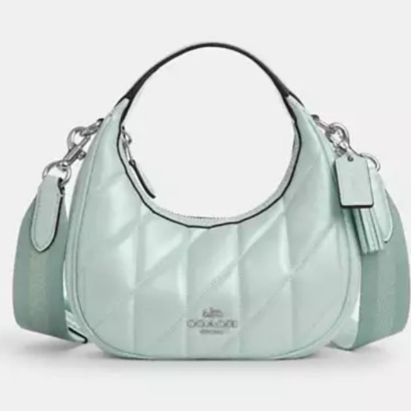 👗Coach NWT Mint Green Carmen Mini Quilted Shoulder Bag‎ with crossbody - Picture 1 of 9